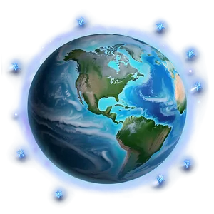 Blue Planet With Stars PNG Ljr
