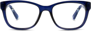 Blue Plastic Eyeglasses Front View PNG image