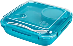 Blue Plastic Tiffin Boxwith Compartmentsand Utensils PNG image