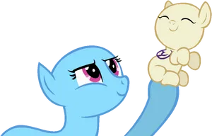 Blue Pony Holding Yellow Plushie PNG image