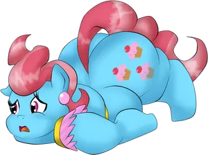 Blue Pony Pink Hair Cupcake Cutie Mark PNG image