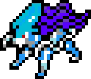 Blue Purple Pokemon Pixel Art PNG image