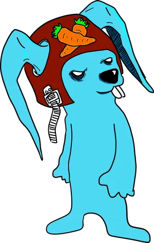 Blue Rabbit Carrot Hat Illustration PNG
