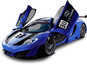 Blue Race Car With Open Doors PNG image
