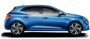 Blue Renault Hatchback Side View PNG image