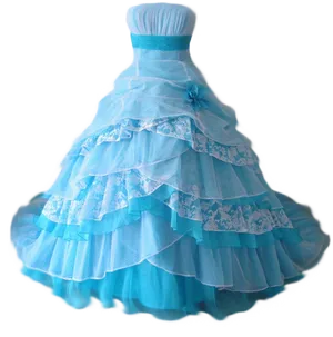 Blue Ruffled Quinceanera Dress PNG image