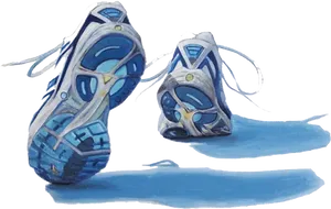 Blue Running Shoes Artistic Representation PNG image