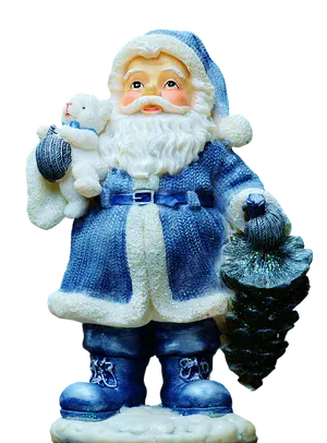 Blue Santa Claus Figurine PNG image