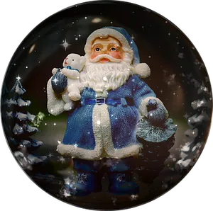 Blue Santa Snow Globe Christmas Decoration