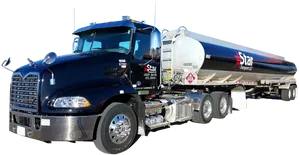 Blue Semi Truckwith Tanker Trailer PNG image