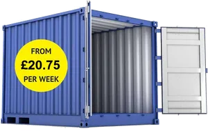 Blue Shipping Container Rental Price PNG image