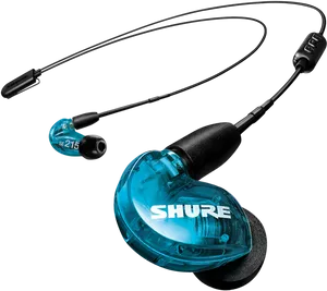 Blue Shure Earbuds S E215 PNG image