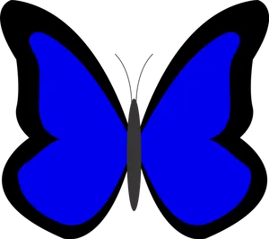 Blue Silhouette Butterflyon Black Background.png PNG image