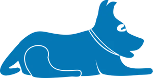 Blue Silhouette Lying Dog