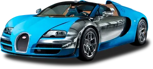 Blue Silver Bugatti Veyron Side View