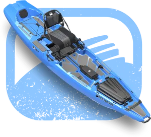 Blue Sit On Top Fishing Kayak PNG image