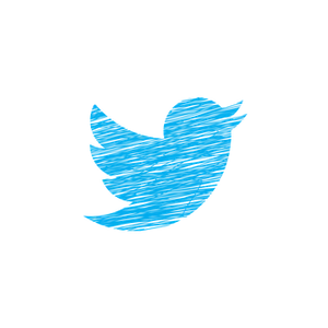 Blue Sketch Twitter Logoon Black Background