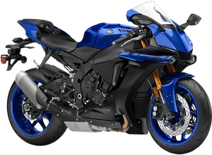 Blue Sport Motorcycle Profile View PNG image