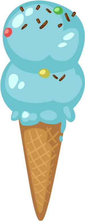 Blue Sprinkled Ice Cream Cone Illustration PNG image