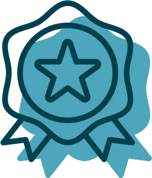 Blue Star Achievement Badge PNG