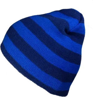 Blue Striped Winter Beanie Hat PNG image