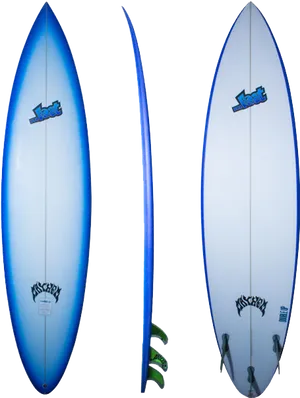 Blue Surfboard Triple View PNG image