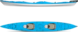 Blue Tandem Kayak Top View PNG image