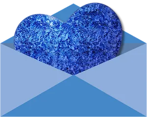 Blue Textured Heart Emerging From Envelope