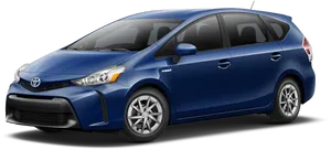 Blue Toyota Prius Hybrid Side View PNG image