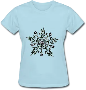 Blue Tshirtwith Black Mandala Design PNG image