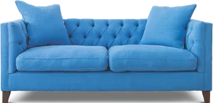 Blue Tufted Upholstered Couch PNG image