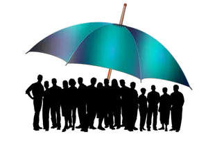 Blue Umbrella Black Background