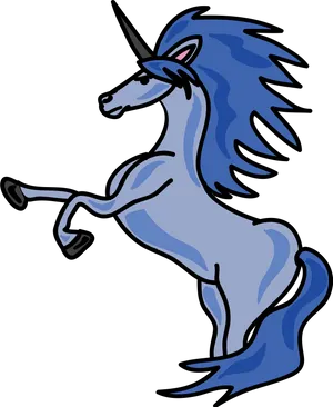 Blue Unicorn Cartoon Illustration PNG image