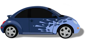 Blue Volkswagen Beetle Cartoon