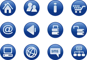 Blue Web Communication Icons PNG image