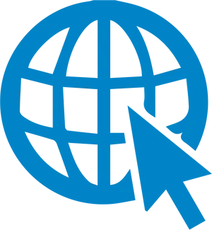 Blue Web Globeand Cursor Icon PNG image