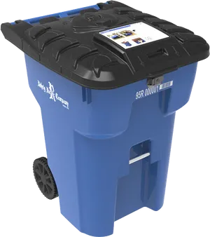 Blue Wheeled Recycling Bin PNG
