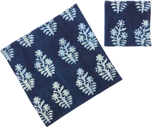 Blue White Floral Napkin Design PNG