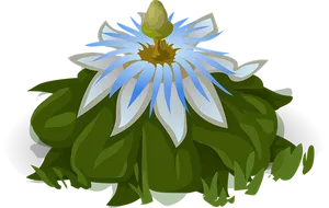 Blue White Flower Illustration