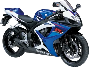 Blue White Suzuki Sportbike PNG image