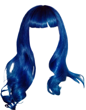 Blue Wig Cartoon Style PNG