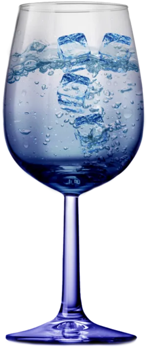 Blue Wine Glasswith Ice Cubesand Water PNG image