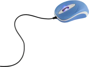 Blue Wired Optical Mouse PNG