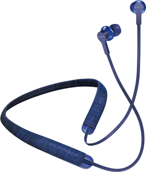 Blue Wireless Earbudswith Neckband PNG image