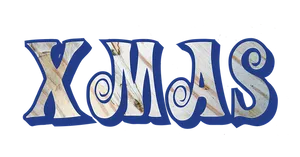 Blue X M A S Text Design