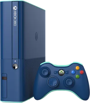 Blue Xbox360 Consoleand Controller PNG image
