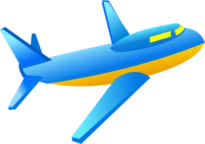 Blue Yellow Cartoon Airplane PNG image