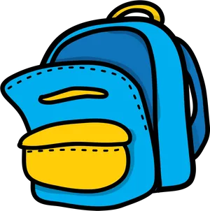 Blue Yellow Cartoon Backpack PNG