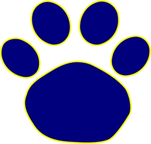 Blue Yellow Paw Print Graphic PNG image