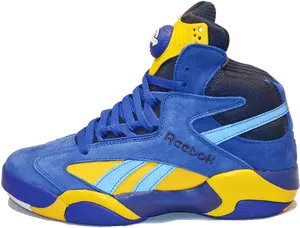 Blue Yellow Reebok High Top Sneaker.png PNG image